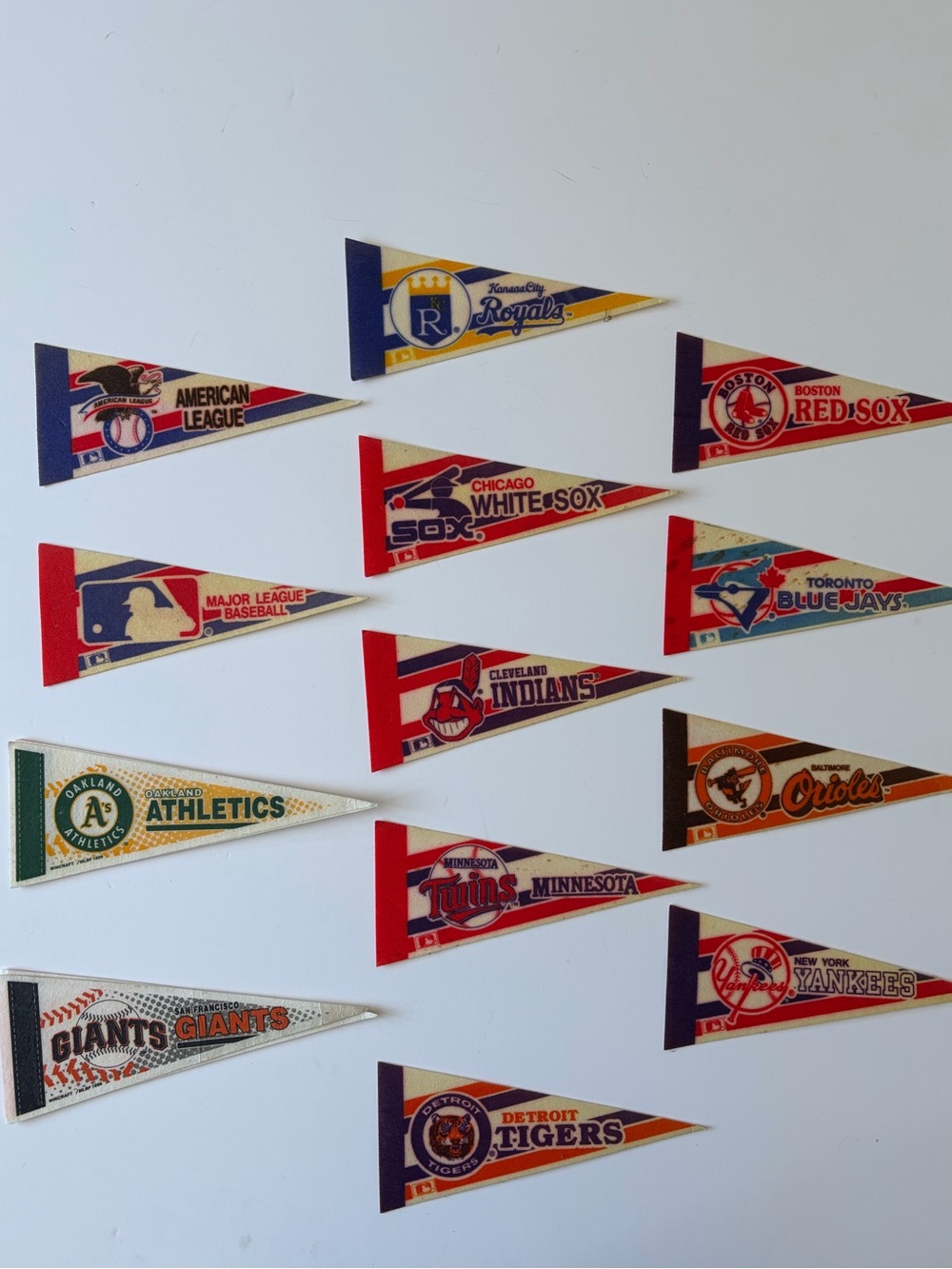 Vintage Lot of 13 70s 80s 90s MLB Baseball Team Mini Pennants 9x4 Retro Decor